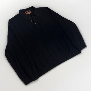 Tasso Elba 100% Fine Cashmere Black Collared Sweater Men’s X-Large